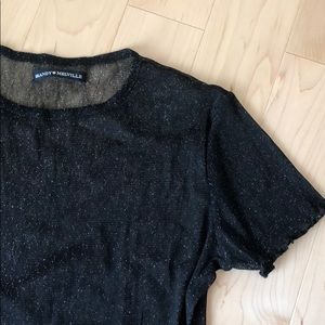 Brandy Melville Sheer Sparkly Black Tee